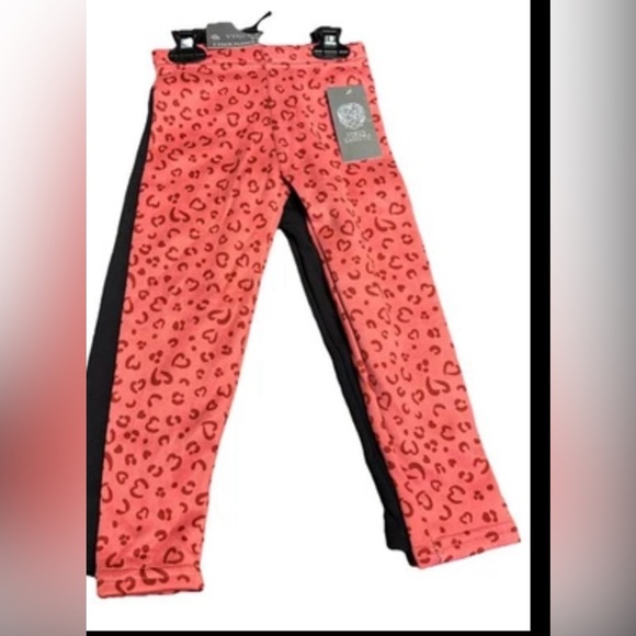 Vince Camuto Pink and Black Fleece Leggings - Picture 1 of 6